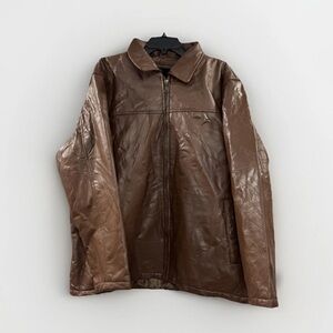 VTG Haband Executive Div.‎ Mens XL Brown Leather Patchwork Jacket Zip Out Liner